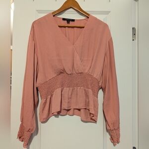 Marc New York Women’s Valentines Elegant Top Smocked Business Casual Blouse L